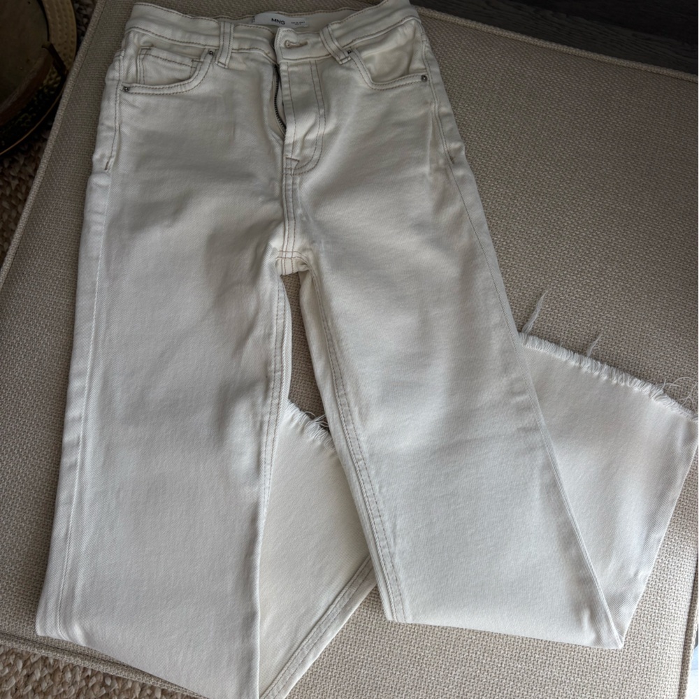 Mango Women's Off-White Cropped Jeans